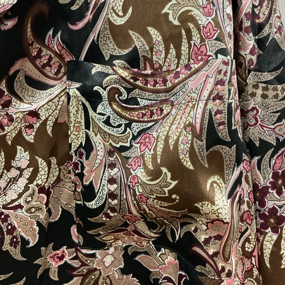Vintage Vanity Fair Satin Chemise XL Floral Paisley  Nightgown Lingerie 90's